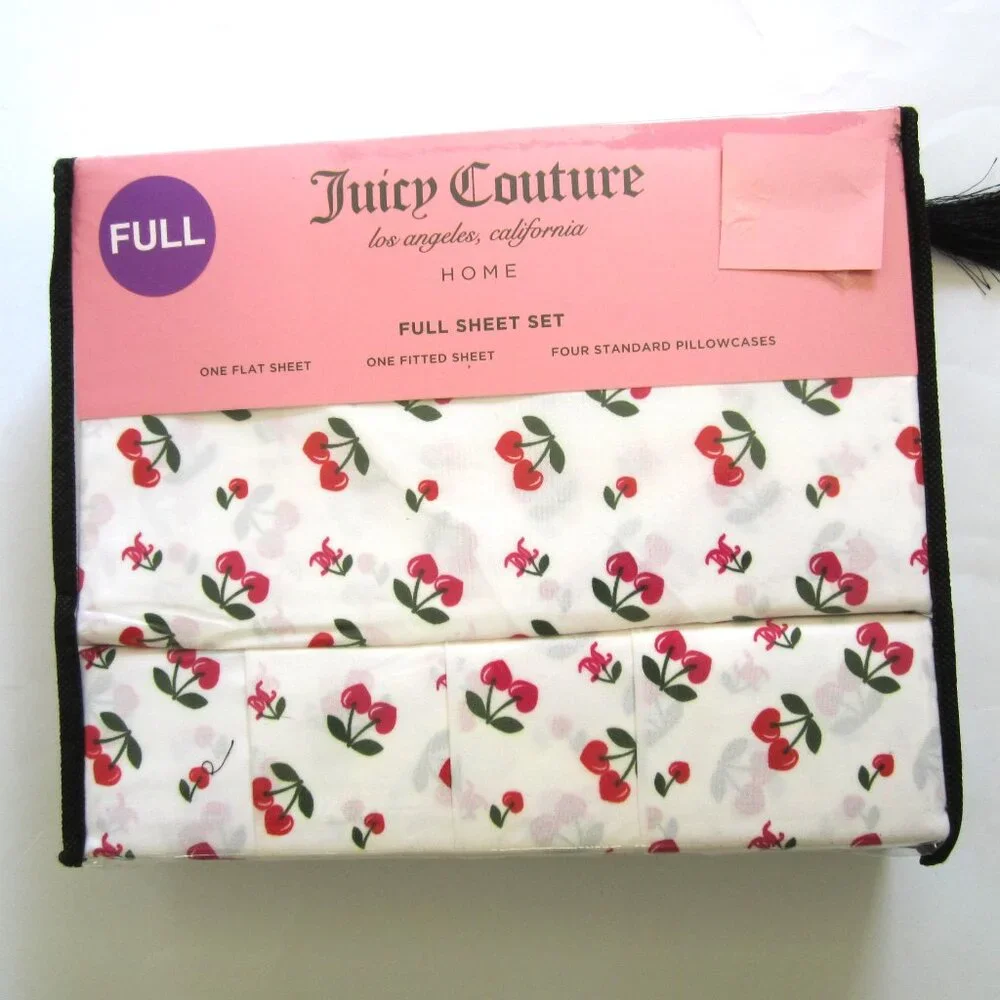 Juicy Couture Full Sheet Set Cherries Home Bedding - Picture 1 of 5